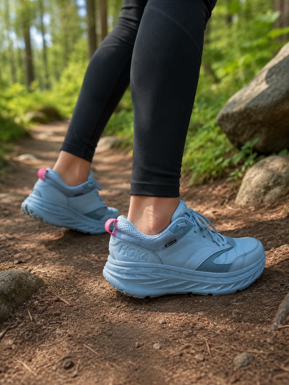 HOKA Light Blue leather bondi gtx unisex